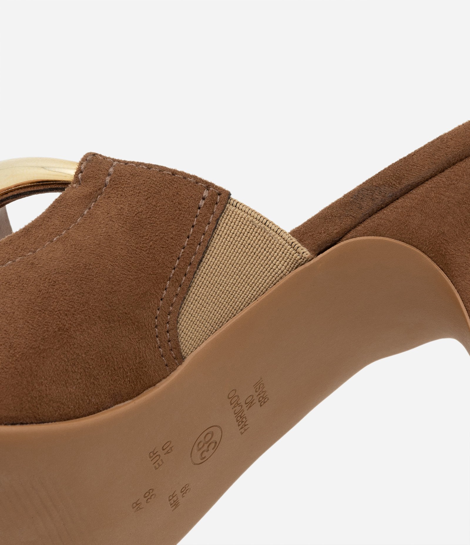 Sapato Scarpin Mule em PU com Detalhe em Metal Bold Marrom Caramelo 5