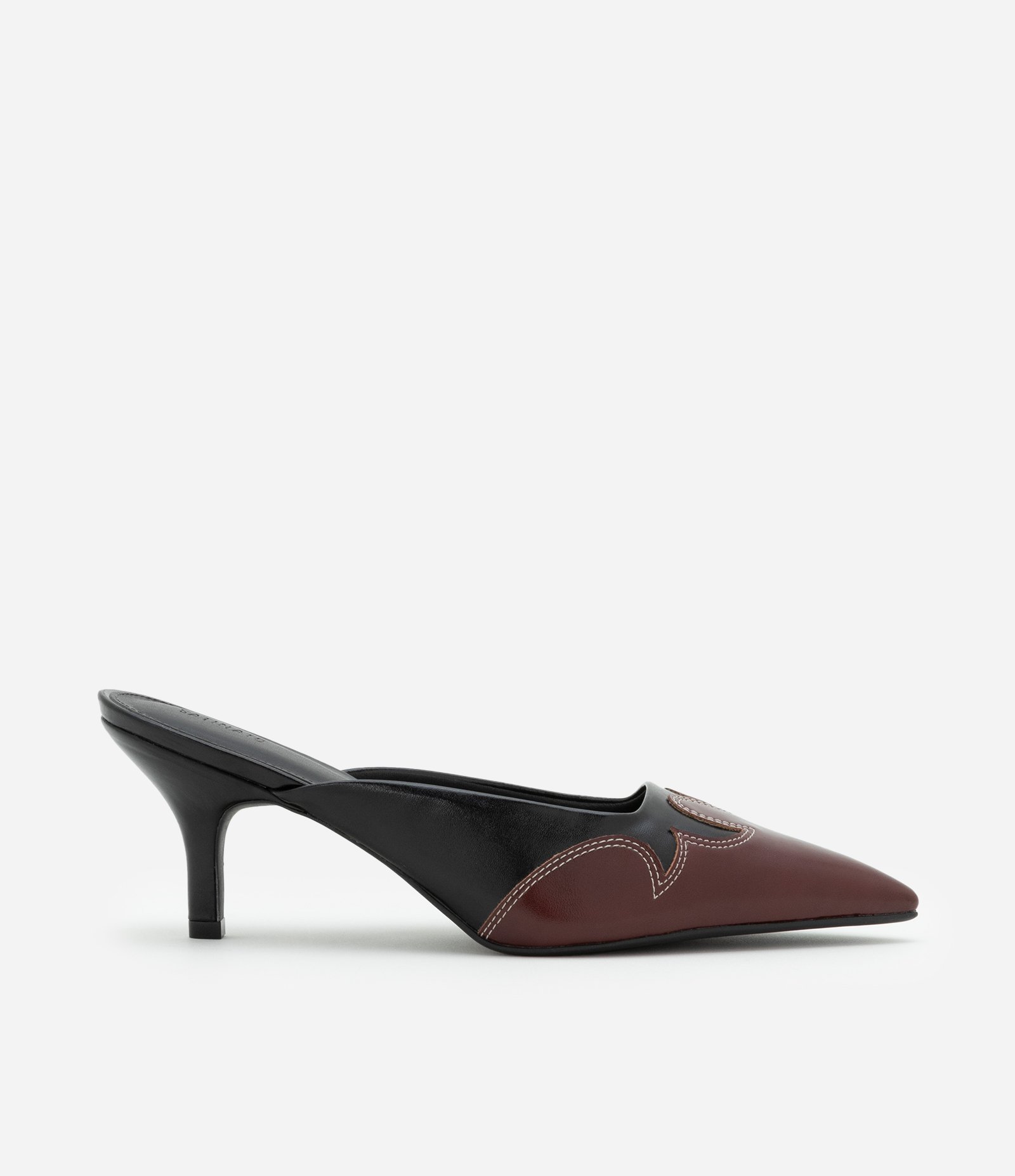 Sapato Mule Scarpin em PU Bico Fino Preto 1
