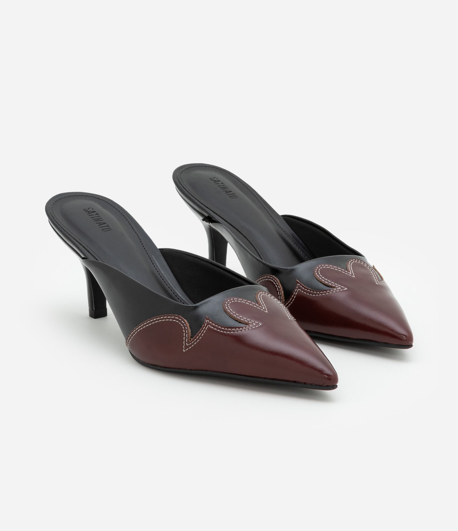Sapato Mule Scarpin em PU Bico Fino Preto 2