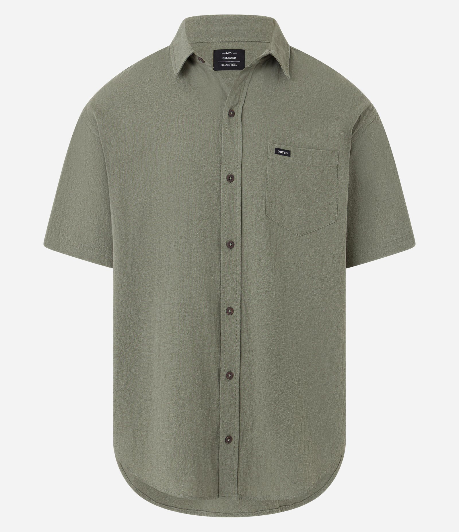 Camisa Relaxed em Algodão com Textura e Bolso Verde 6