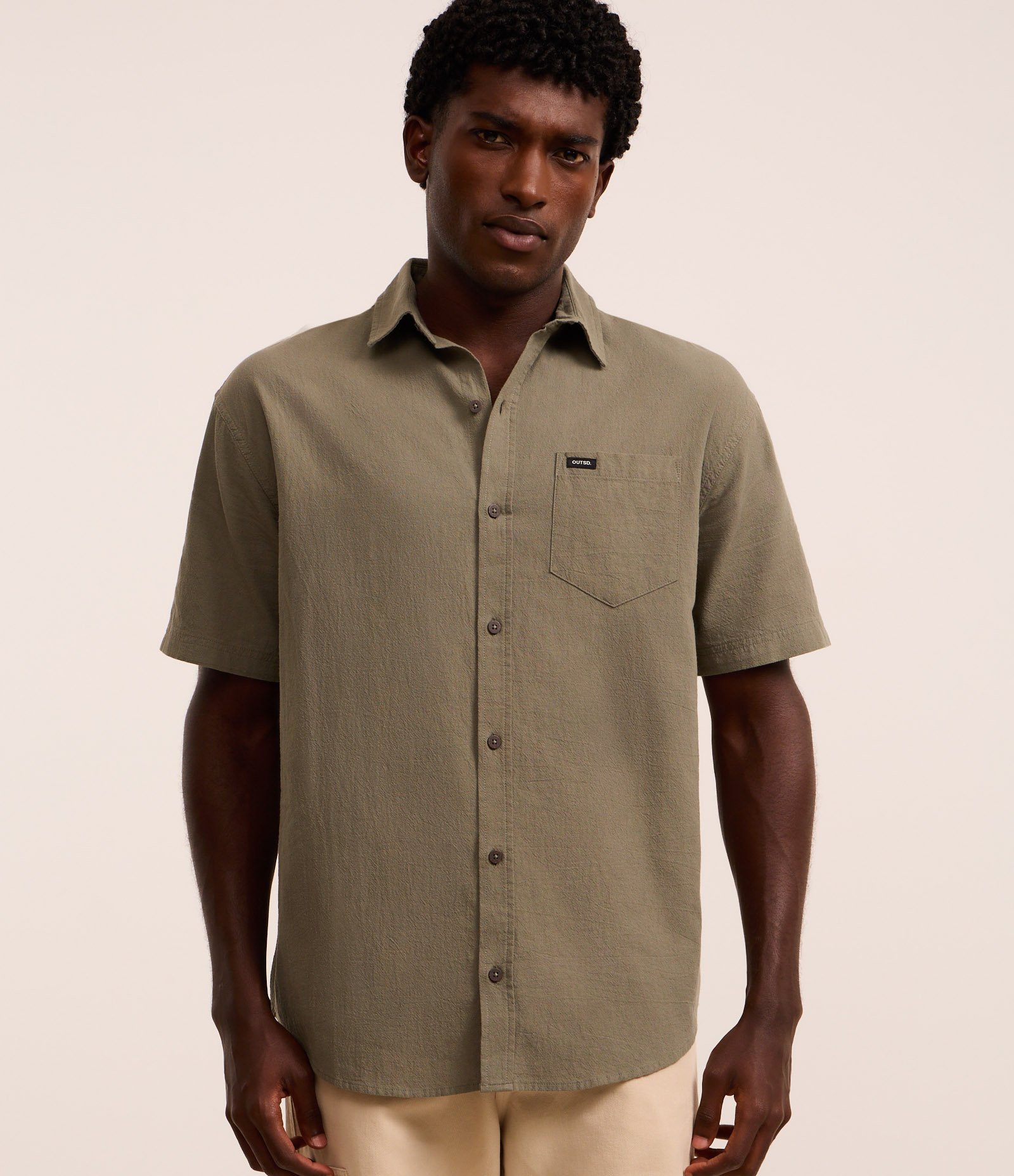 Camisa Relaxed em Algodão com Textura e Bolso Verde 1