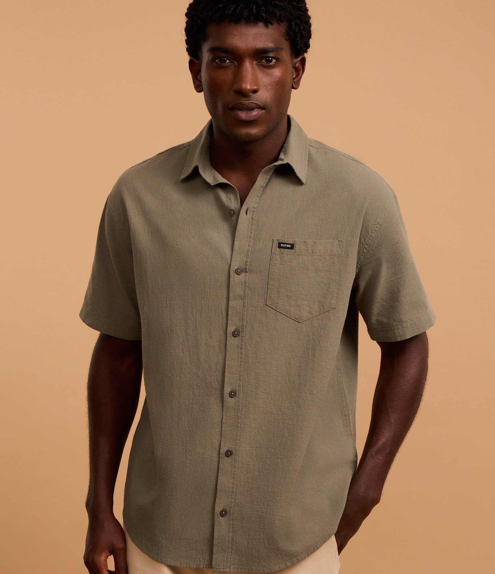 Camisa Relaxed em Algodão com Textura e Bolso Verde 3