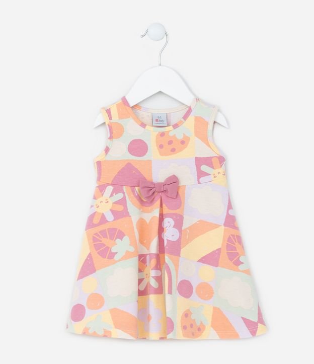Vestido Infantil com Lacinho Aplicado - Tam 0 a 18 meses