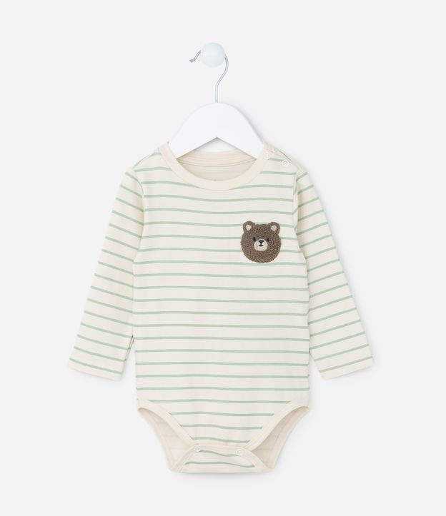 Body Infantil com Bordado de Urso - Tam 0 a 18 meses