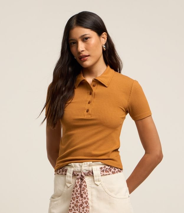 Blusa em Ribana com Gola Polo