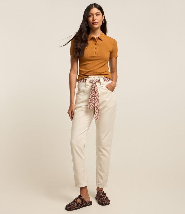 Blusa em Ribana com Gola Polo