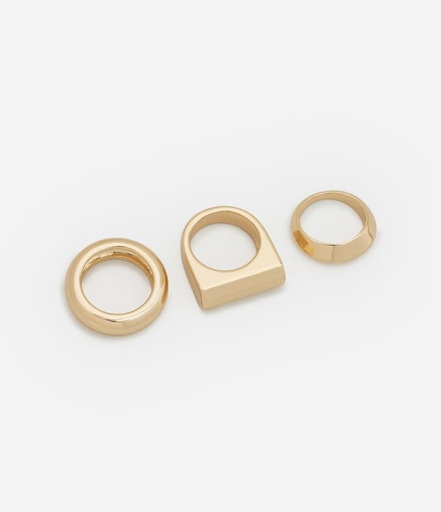 Kit 03 Anéis em Metal com Formatos Diversos
