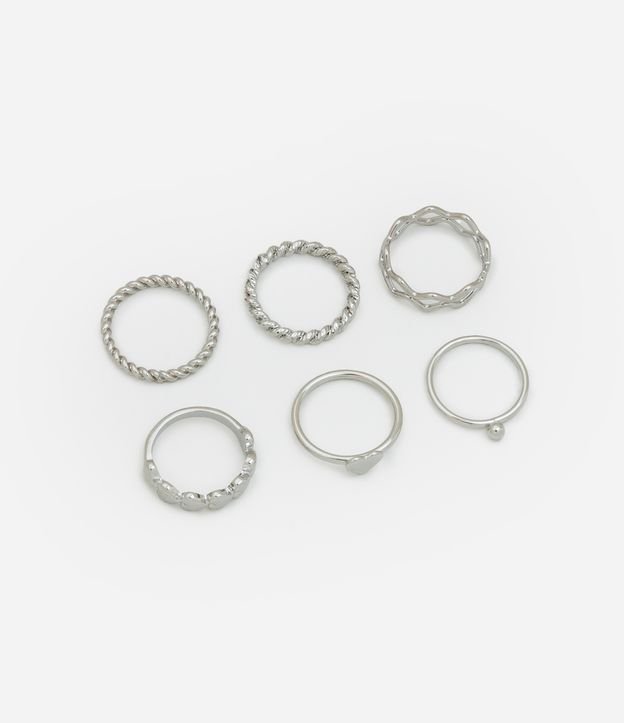 Kit 06 Anéis em Metal com Texturas