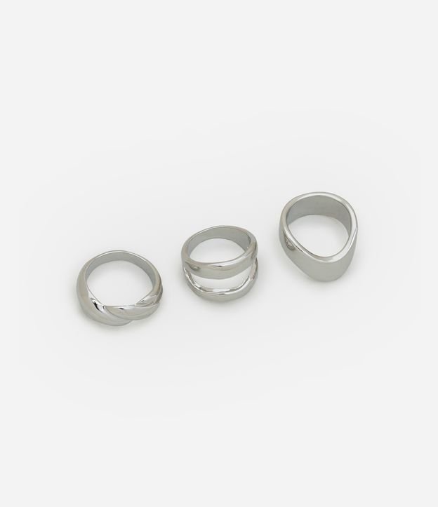 Kit 03 Anéis em Metal com Formatos Diversos