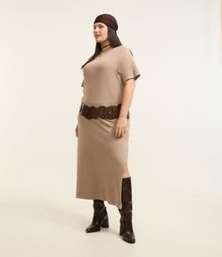 Vestido Midi em Algodão Efeito Estonado Curve & Plus Size