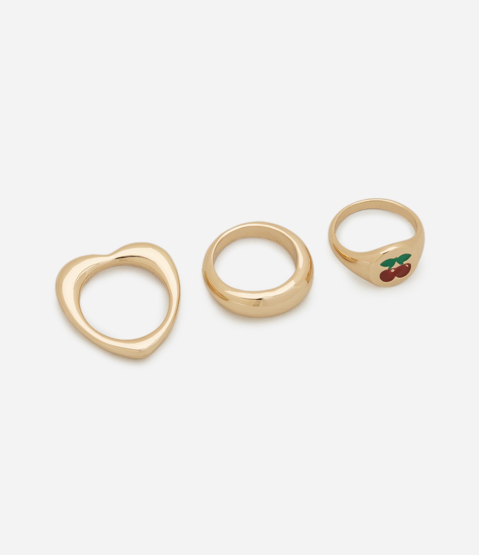 Kit 03 Anéis em Metal com Modelos Diversos Dourado 1