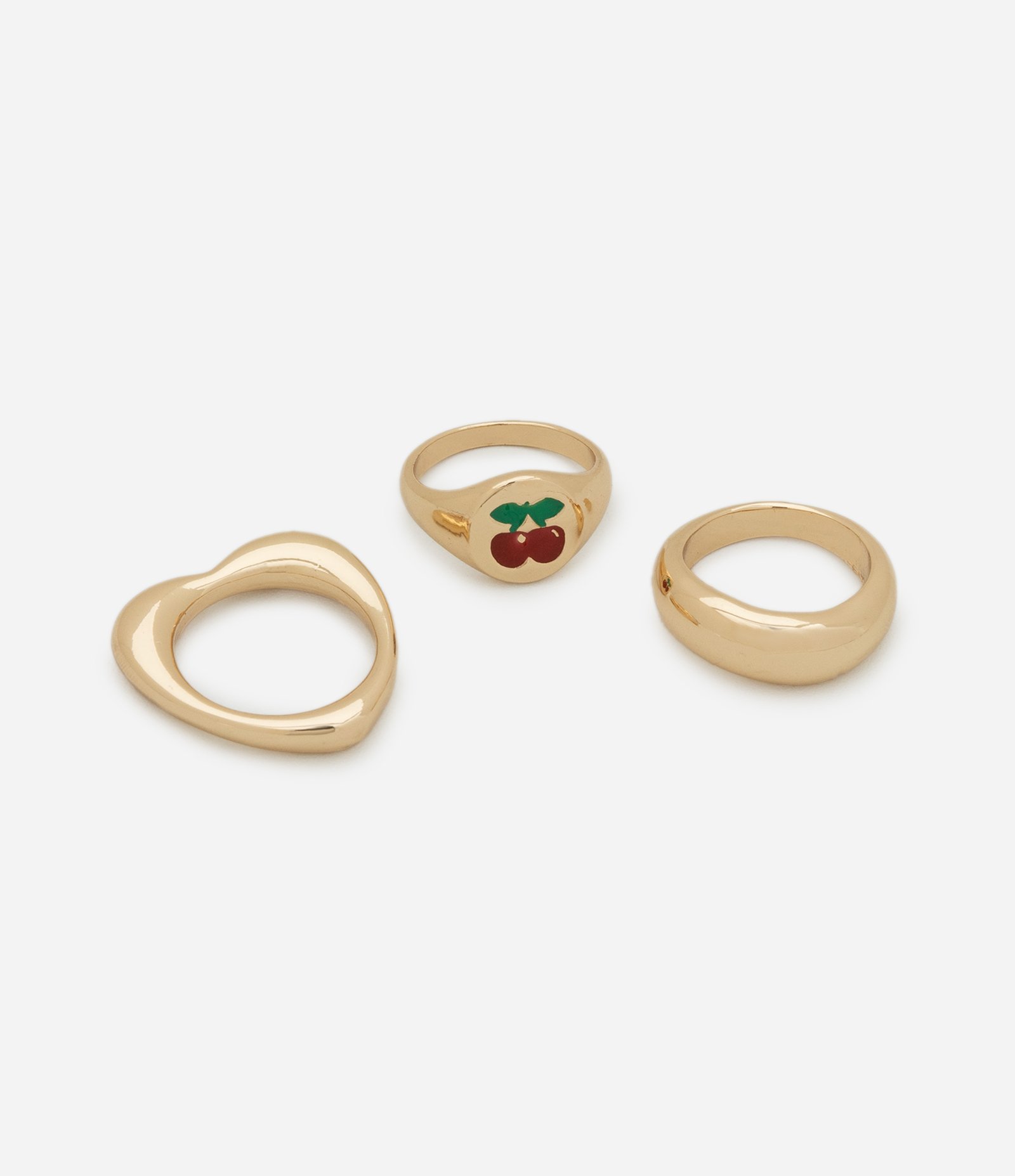 Kit 03 Anéis em Metal com Modelos Diversos Dourado 2