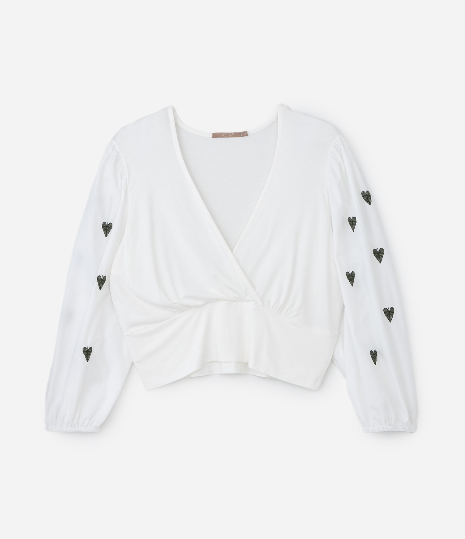 Blusa com Manga 7/8 e Bordado de Folhas Curve & Plus Size Branco 4