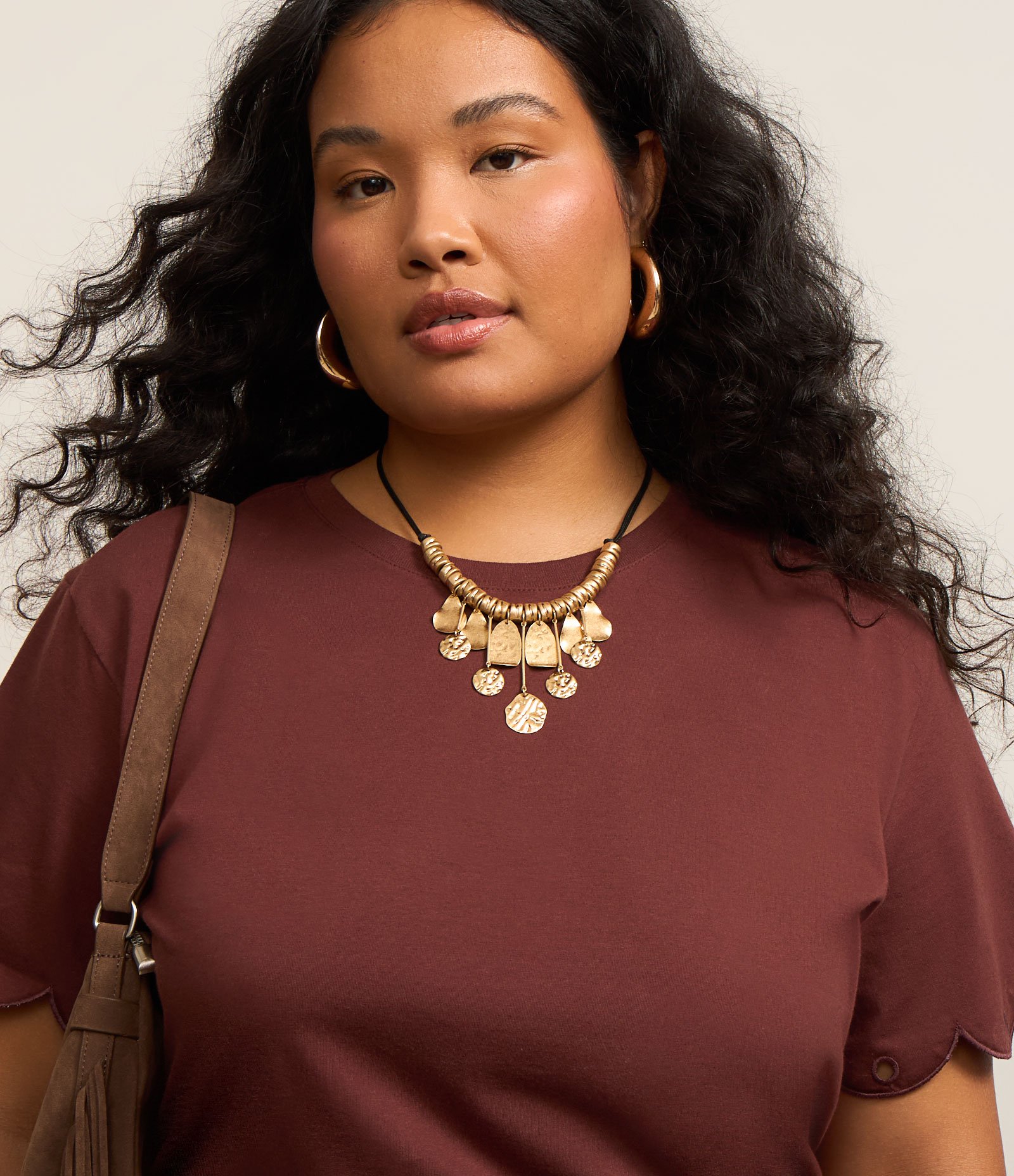 Blusa em Algodão com Bordado na Manga Curve & Plus Size Terracota 4