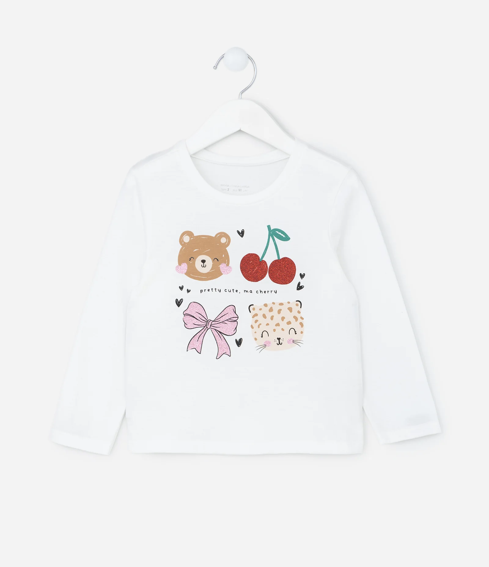 Blusa Infantil com Estampa Bichinhos com Brilho - Tam 1 a 6 Anos Branco 1