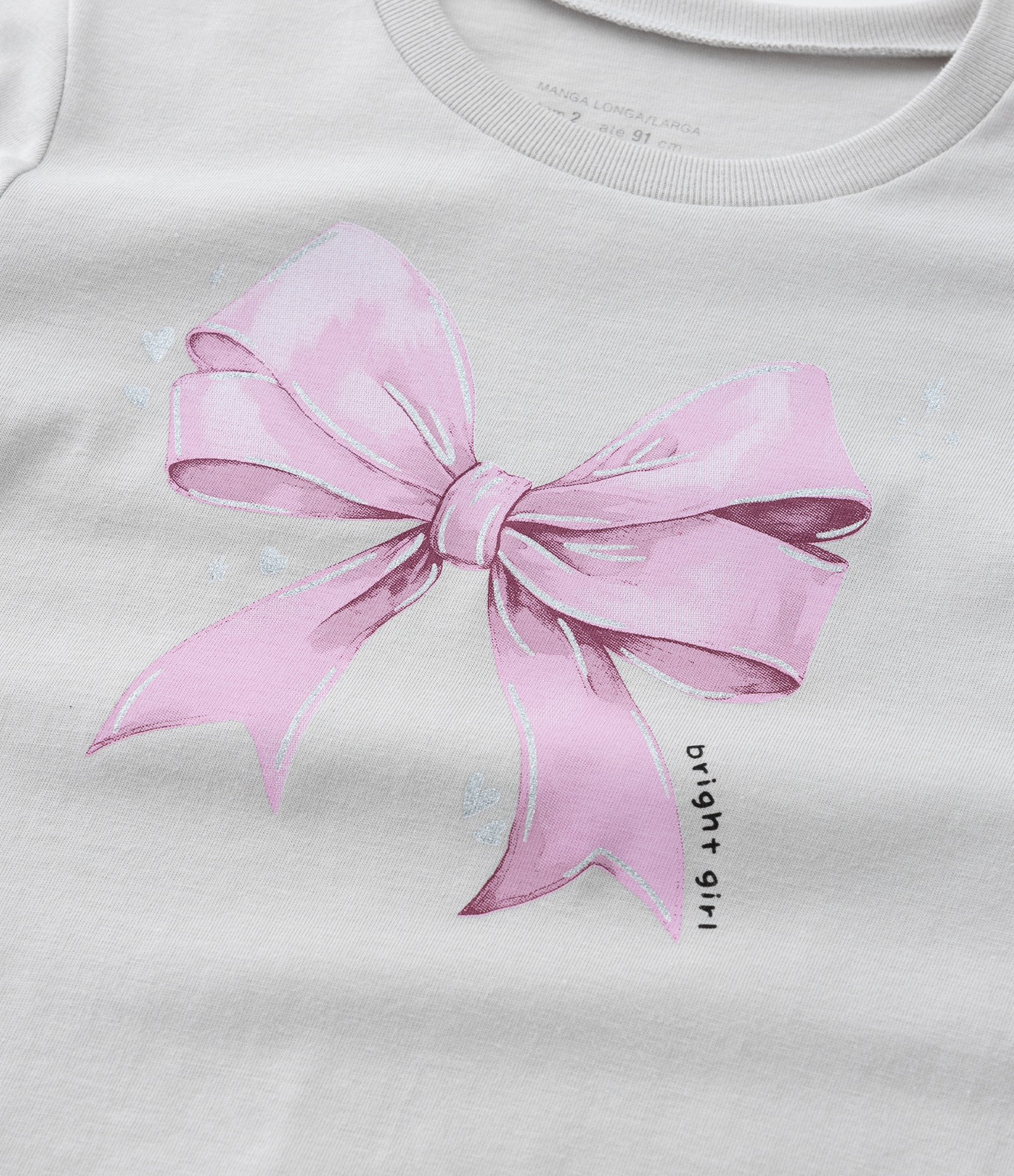 Blusa Infantil com Estampa Lacinho - Tam 1 a 6 Anos Cinza 5