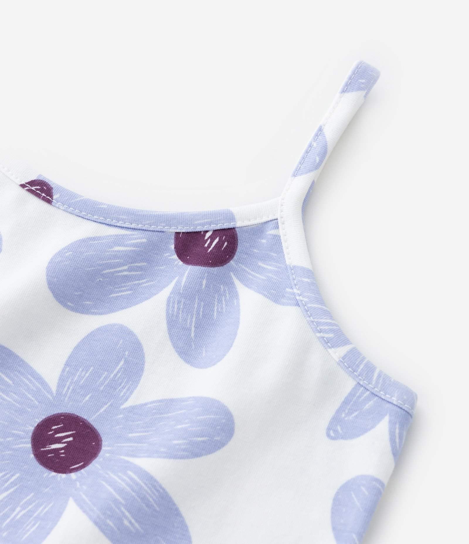 Regata Infantil com Estampa Floral - Tam 1 a 6 Anos Branco/Roxo 4