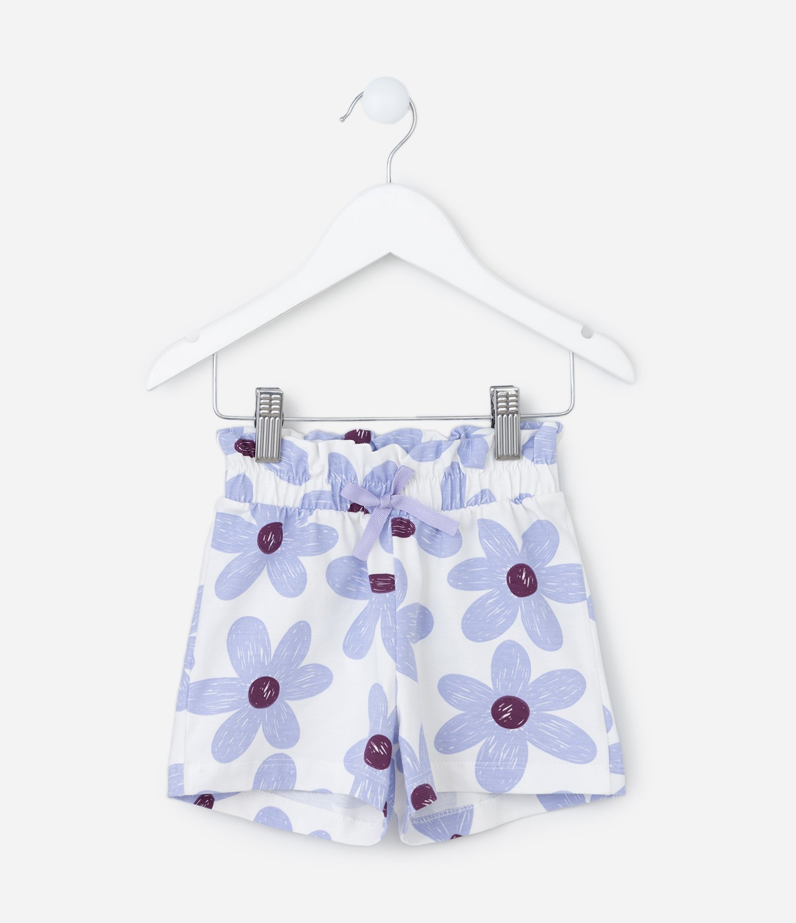 Short Infantil com Estampa Floral - Tam 1 a 6 Anos Branco/Roxo 1