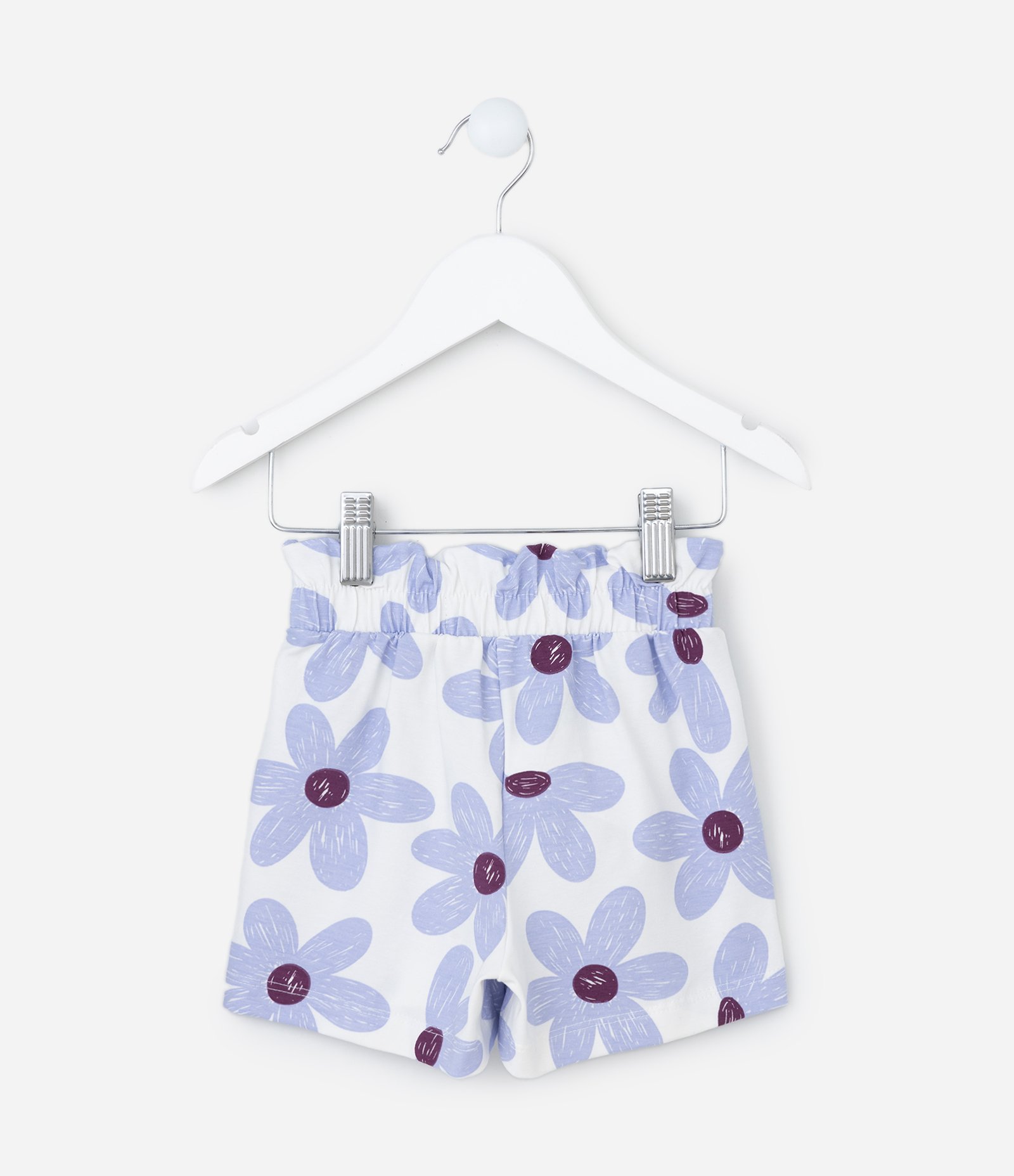 Short Infantil com Estampa Floral - Tam 1 a 6 Anos Branco/Roxo 2