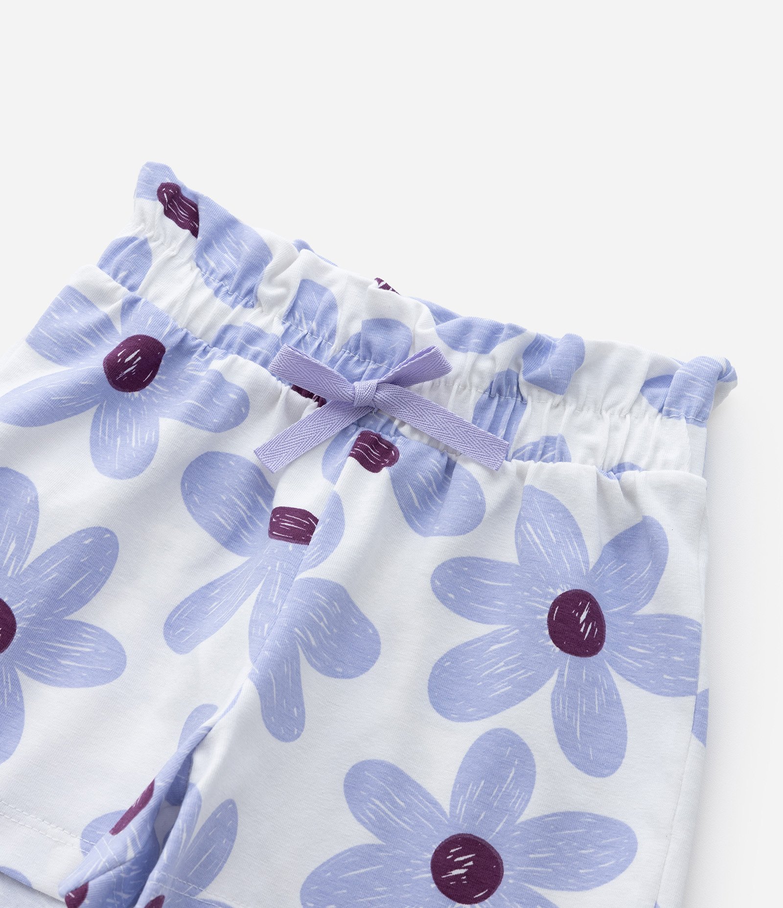 Short Infantil com Estampa Floral - Tam 1 a 6 Anos Branco/Roxo 4