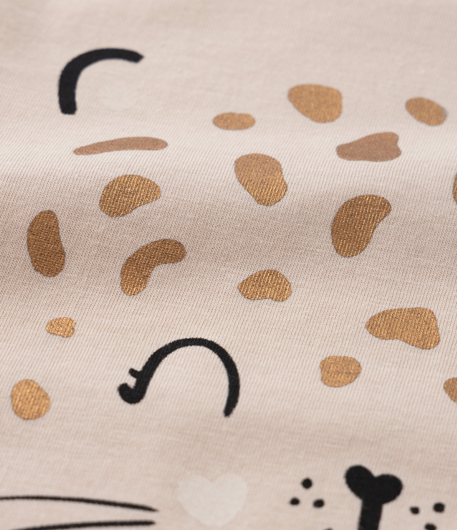 Blusa Infantil com Estampa Carinha de Onça - Tam 1 a 6 Anos Bege 3