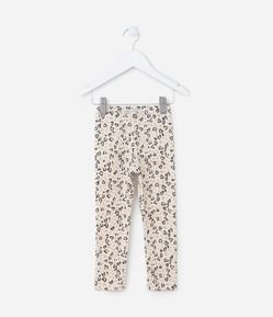 Calça Legging Infantil Canelada com Estampa Corações - Tam 1 a 6 Anos