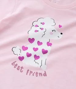 Blusa Infantil com Estampa Poodle e Corações - Tam 1 a 6 Anos