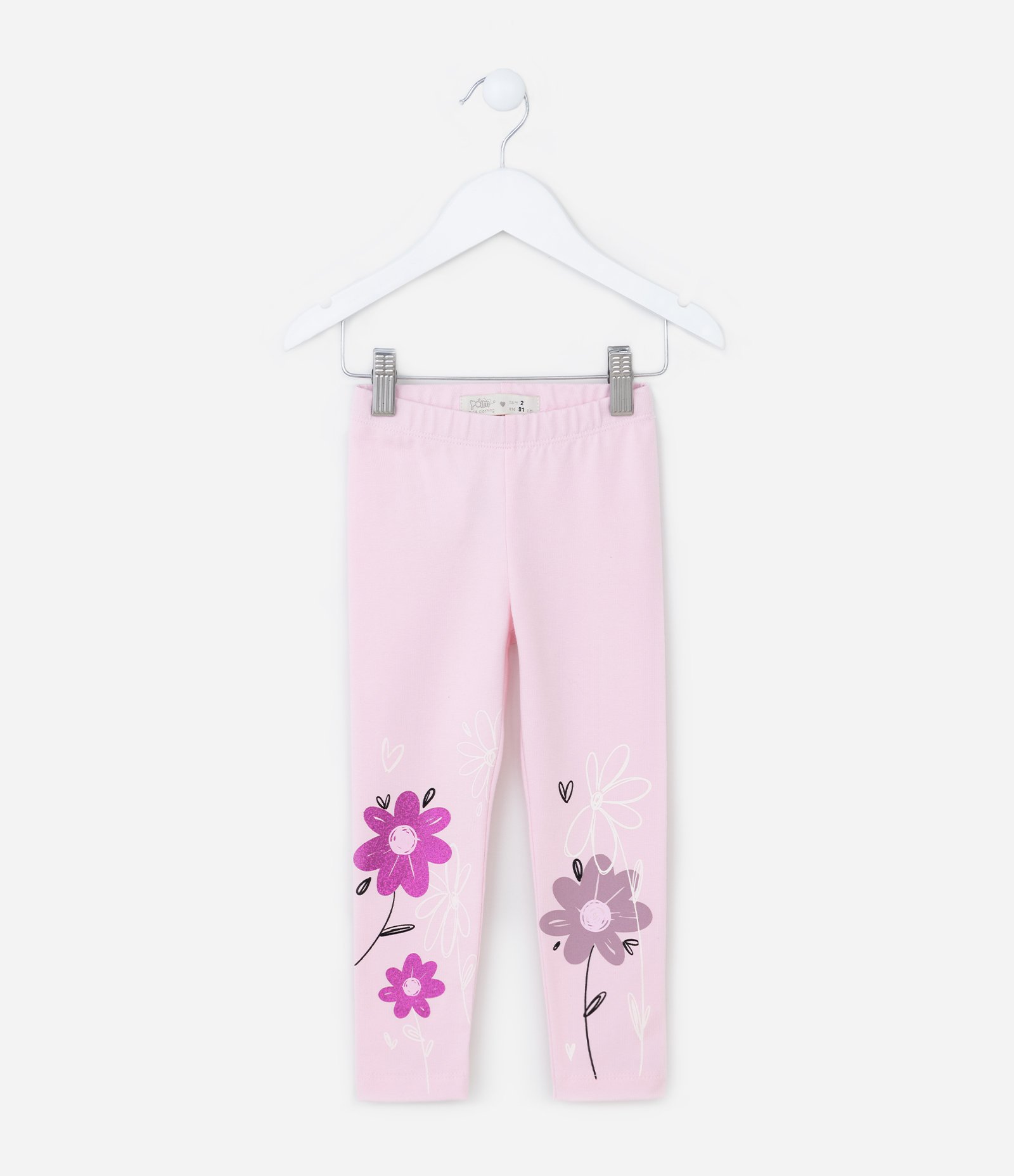 Calça Legging Infantil com Estampa de Florzinhas - Tam 1 a 6 Anos Rosa 1
