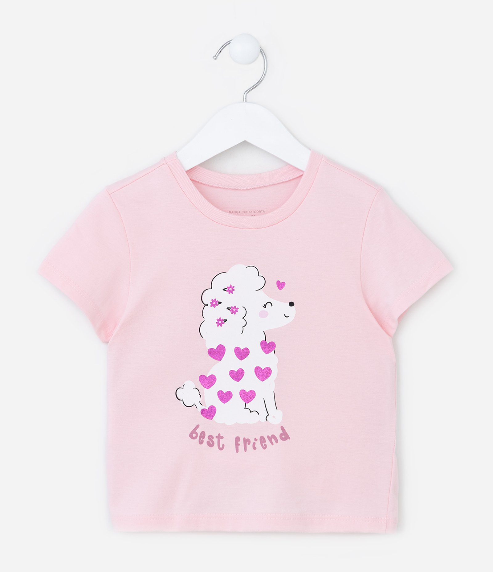Blusa Infantil com Estampa Poodle com Detalhes em Foil - Tam 1 a 6 Anos Rosa 1