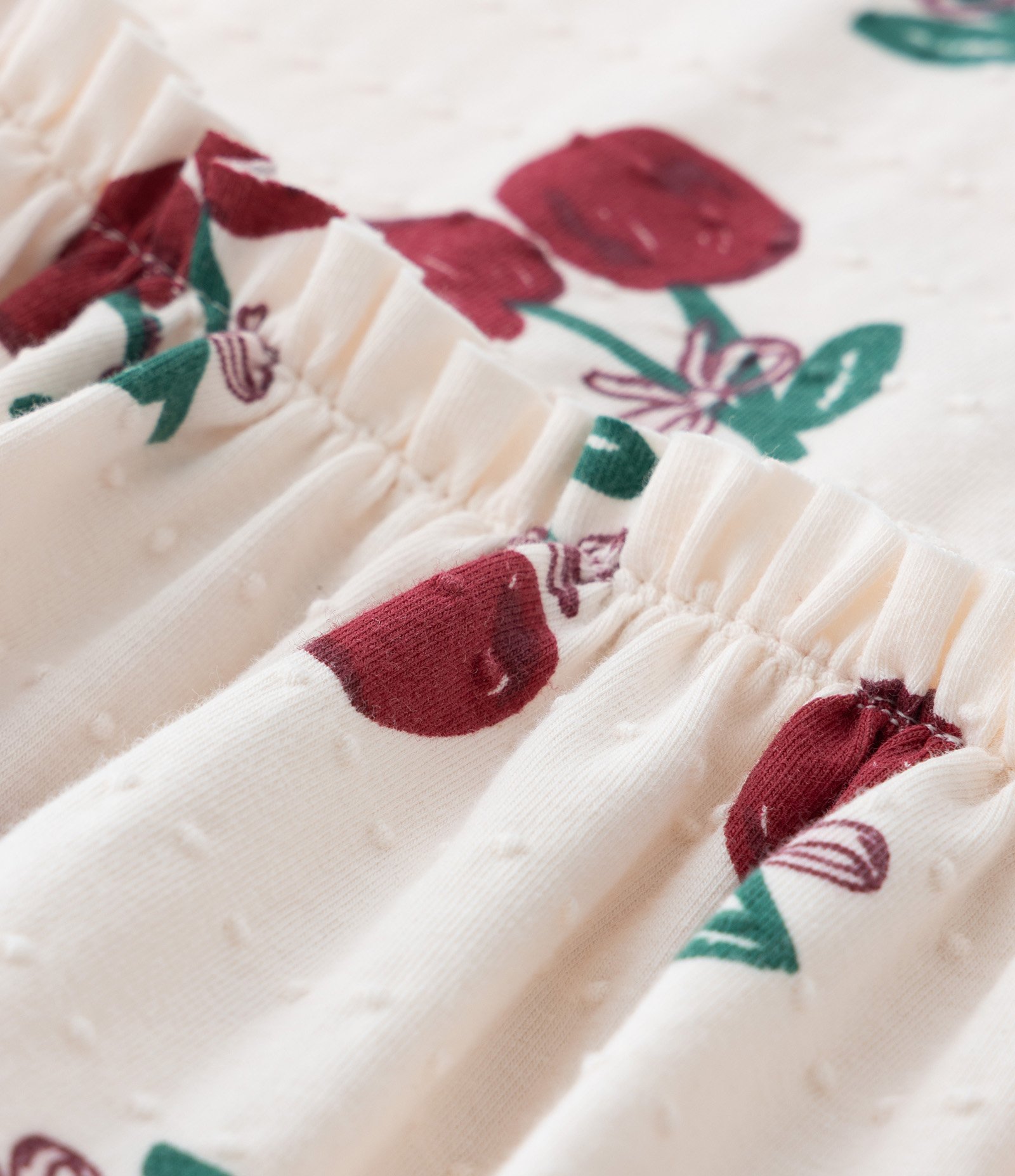 Vestido Infantil em Algodão com Estampa de Cerejas - Tam 1 a 6 Anos Off White/Vermelho 4