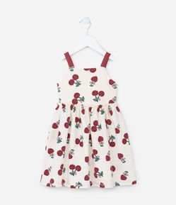 Vestido Infantil em Algodão com Estampa de Cerejas - Tam 1 a 6 Anos