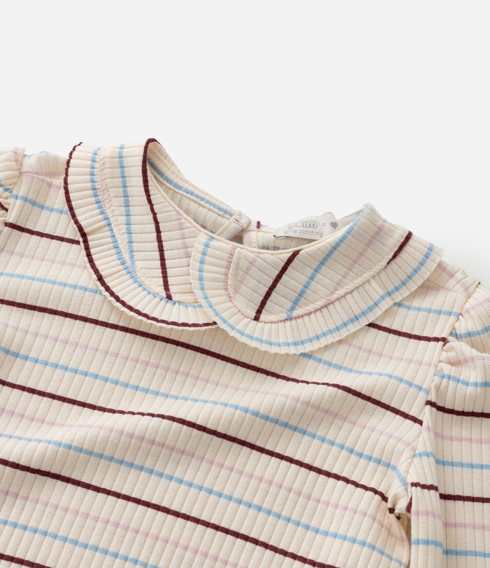Blusa Infantil Canelada com Gola Diferenciada - Tam 1 a 6 Anos Bege 6