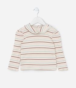 Blusa Infantil Canelada com Gola Diferenciada - Tam 1 a 6 Anos