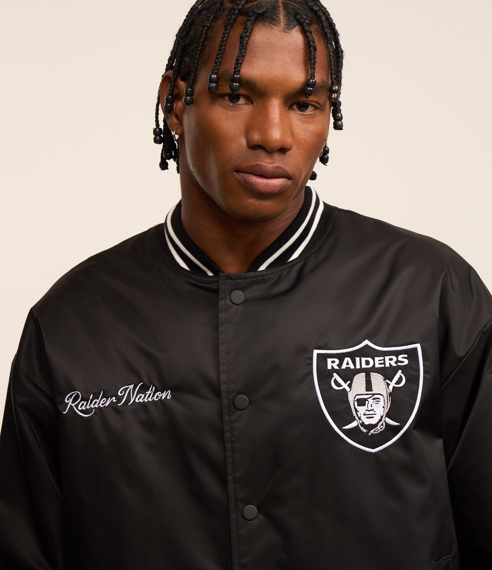 Jaqueta Bomber em Poliamida com Estampa Lettering NFL Preto 4