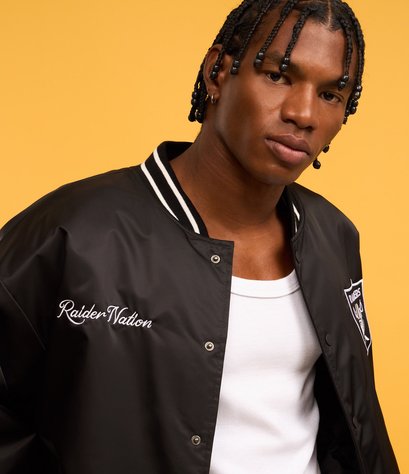 Jaqueta Bomber em Poliamida com Estampa Lettering NFL Preto 6