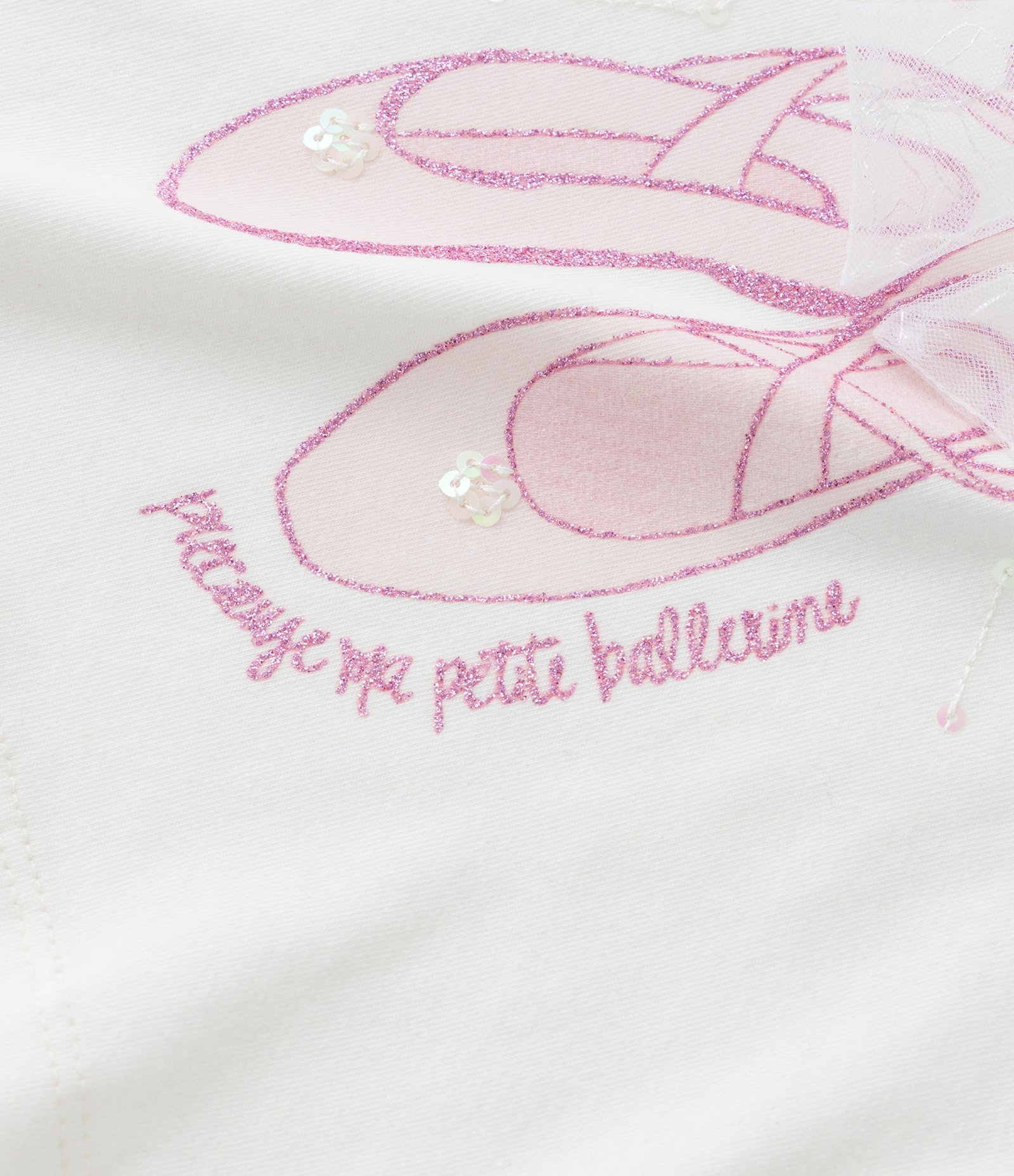 Blusa Infantil com Laço Aplicado e Estampa Sapatilha - Tam 1 a 6 Anos Branco 4