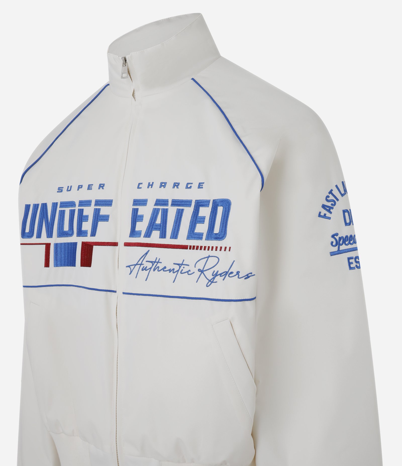 Jaqueta Bomber Racing com Estampa Lettering Bordada Branco 2