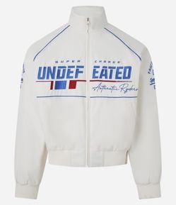 Jaqueta Bomber Racing com Estampa Lettering Bordada