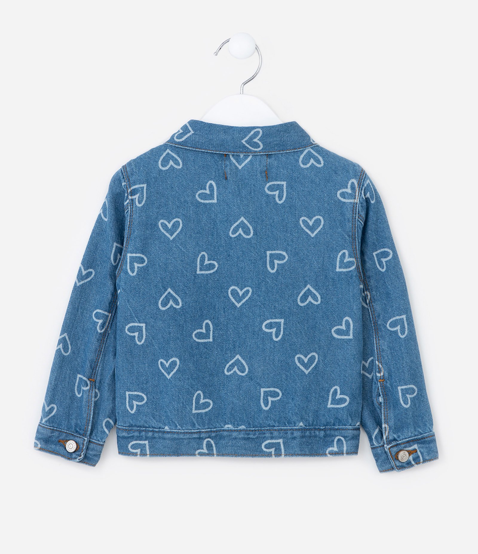 Jaqueta Infantil em Jeans com Estampa de Coração - Tam1 a 5/6 Anos Azul 2