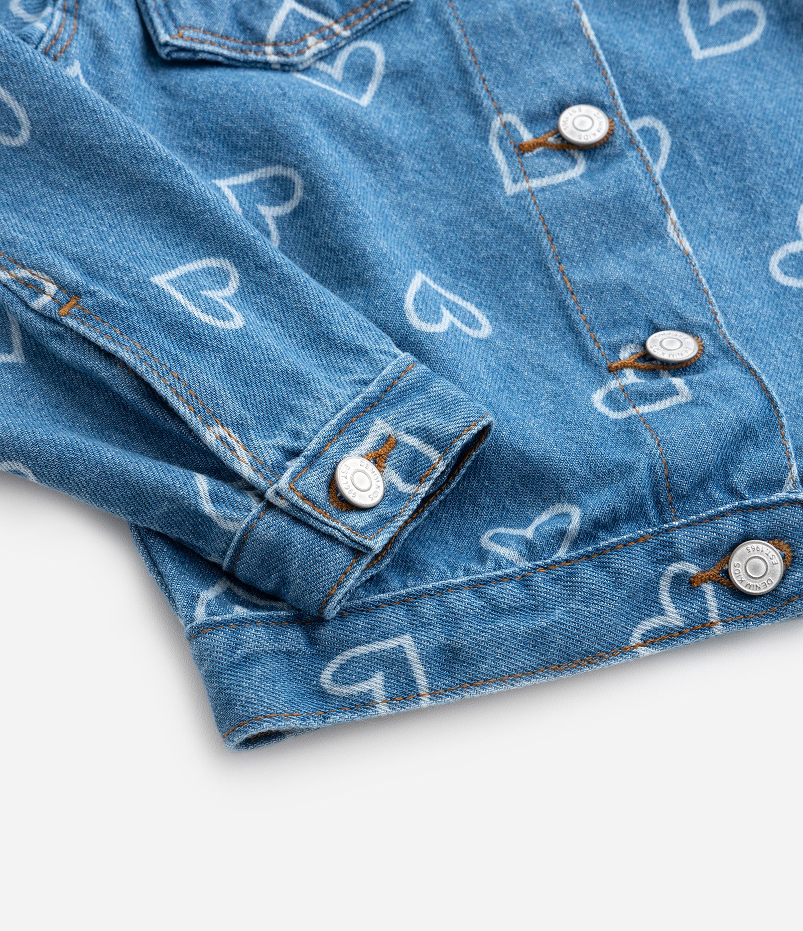 Jaqueta Infantil em Jeans com Estampa de Coração - Tam1 a 5/6 Anos Azul 5