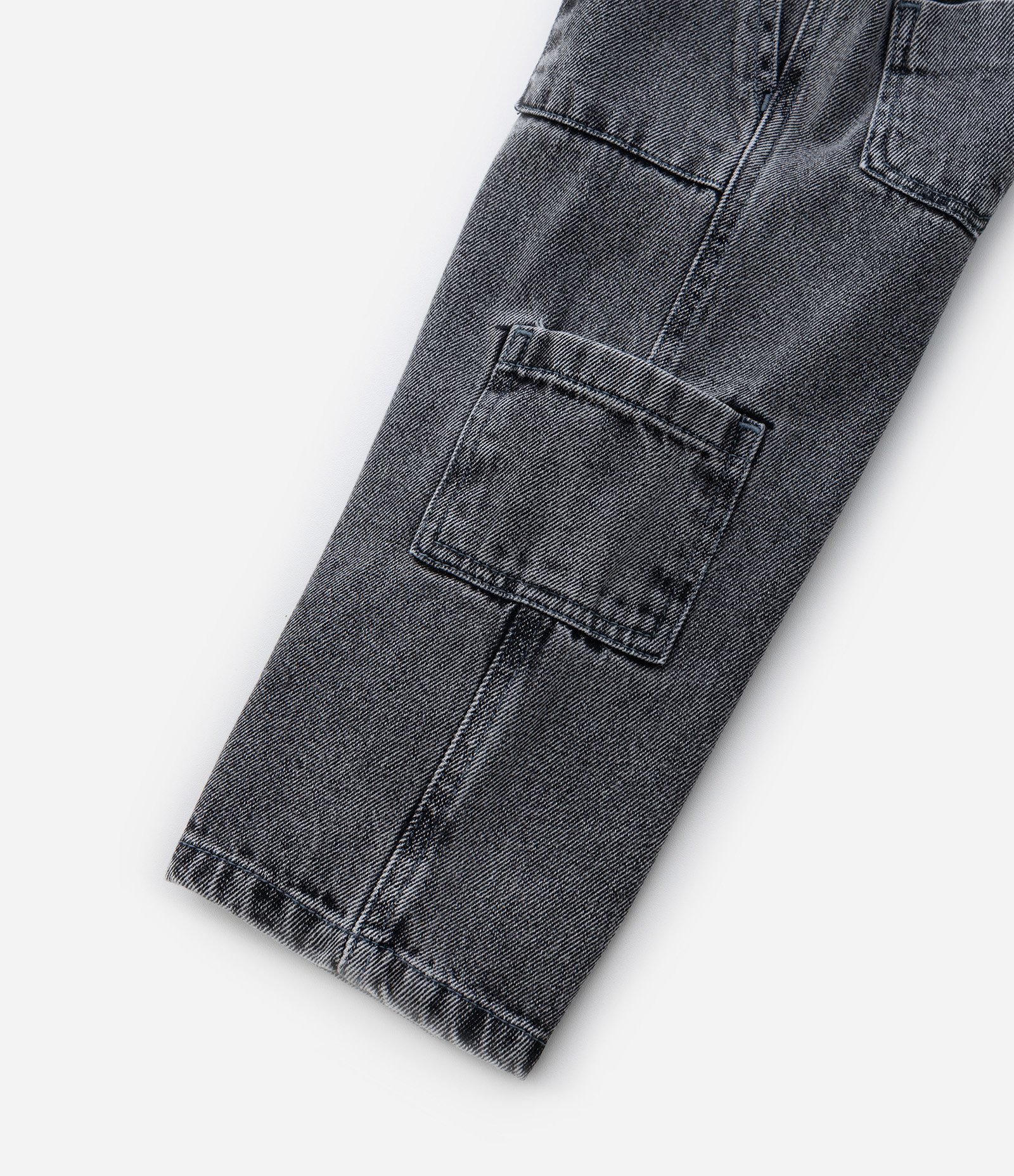 Calça Wide Leg Infantil em Jeans com Bolsos Cargo - Tam 1 a 6 Anos Cinza 8