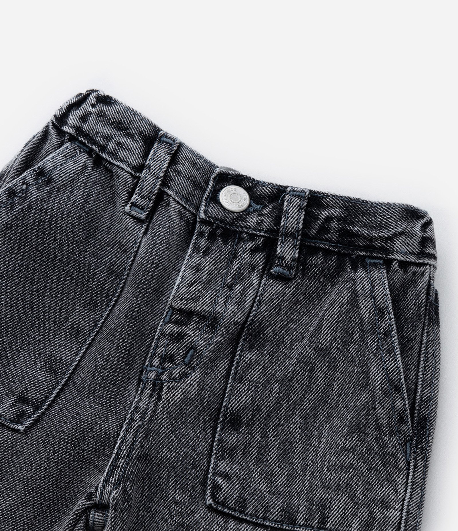 Calça Wide Leg Infantil em Jeans com Bolsos Cargo - Tam 1 a 6 Anos Cinza 5