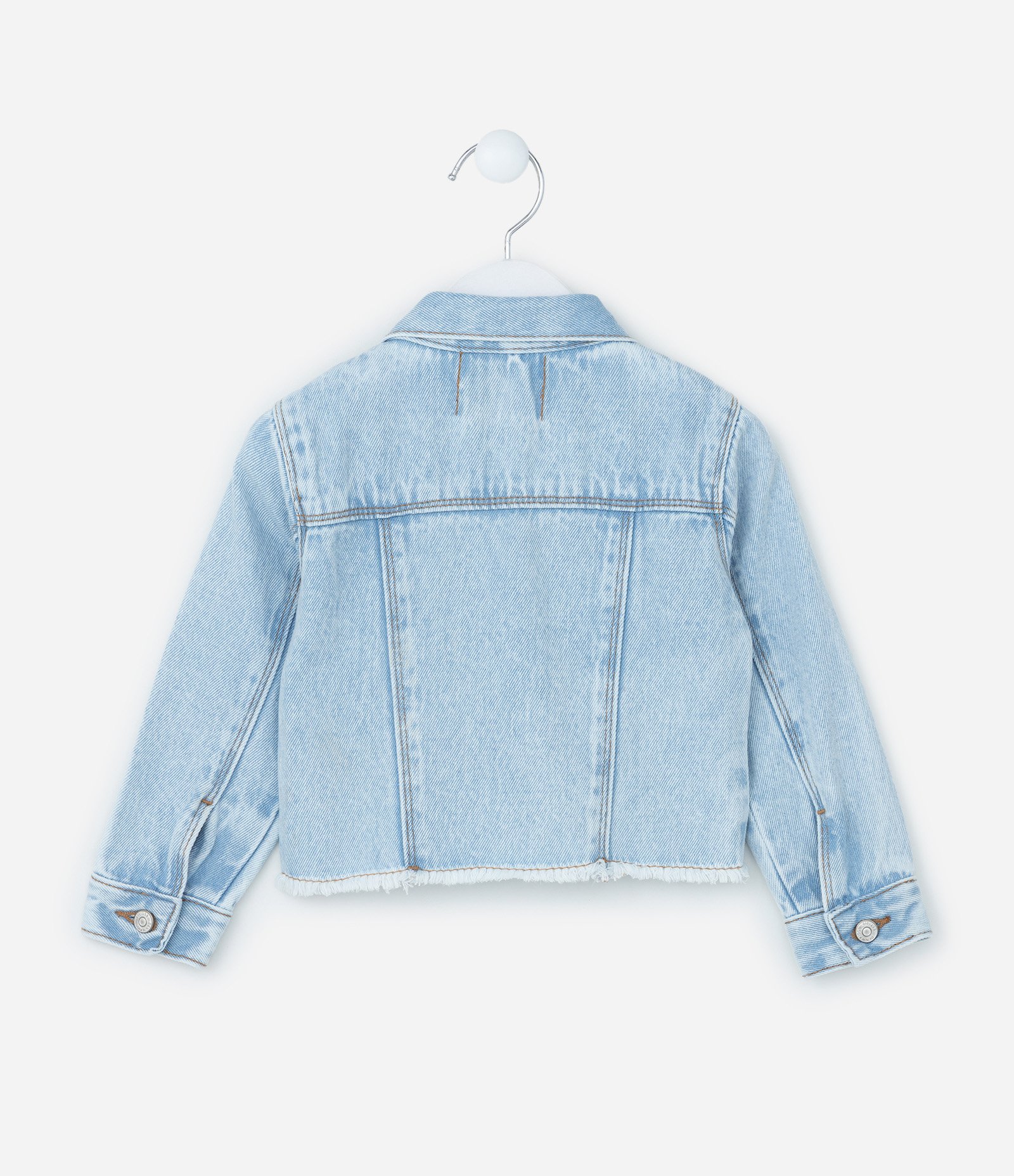 Jaqueta Infantil em Jeans com Bordado de Lacinhos - Tam 1 a 6 Anos Azul 2
