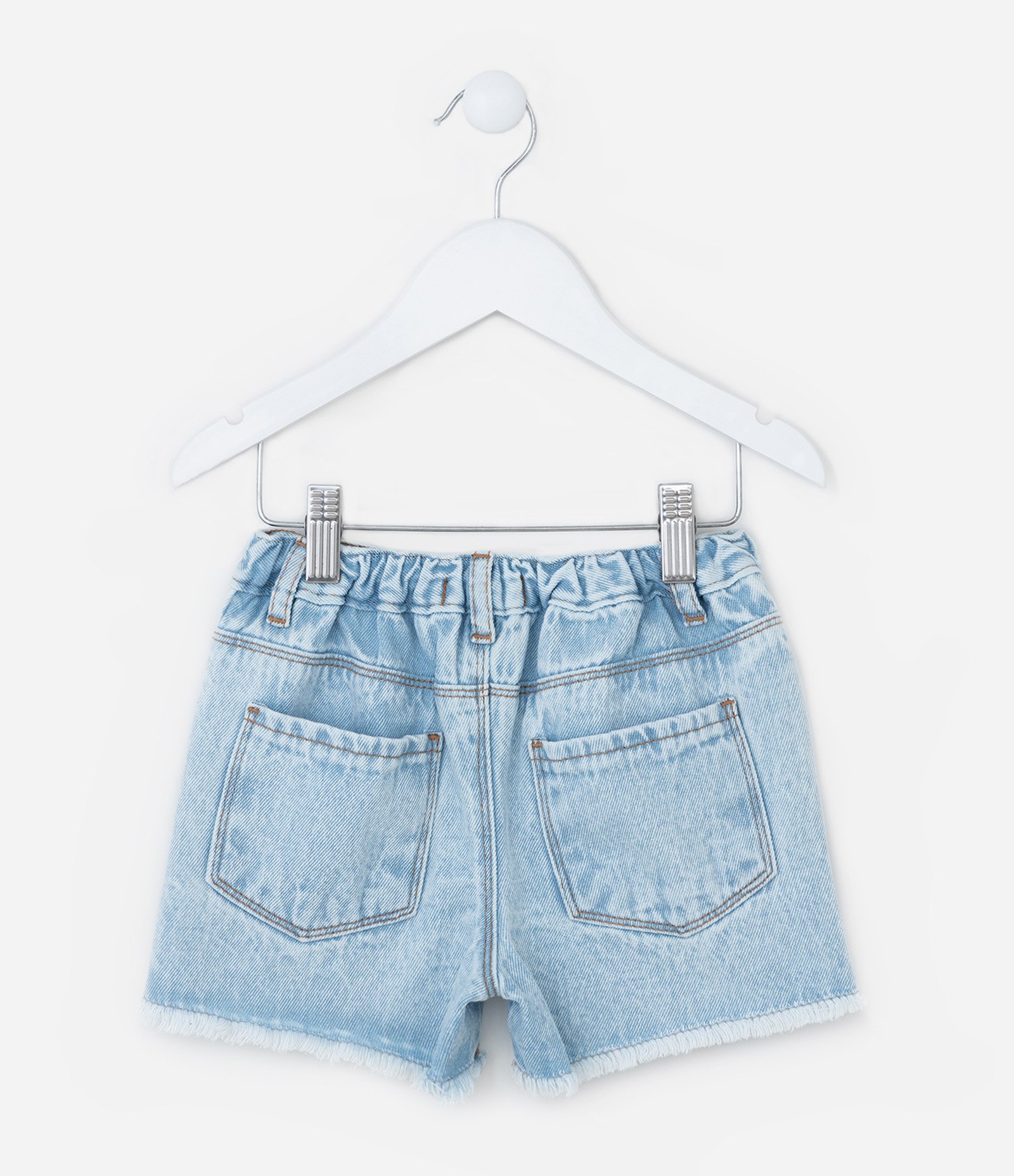 Short Infantil em Jeans com Bordado de Lacinhos - Tam 1 a 6 Anos Azul 2