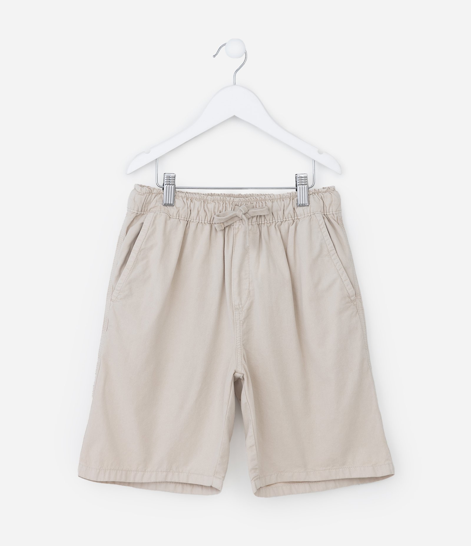 Bermuda Infantil em Sarja com Amarração - Tam 5 a 14 anos Bege 1
