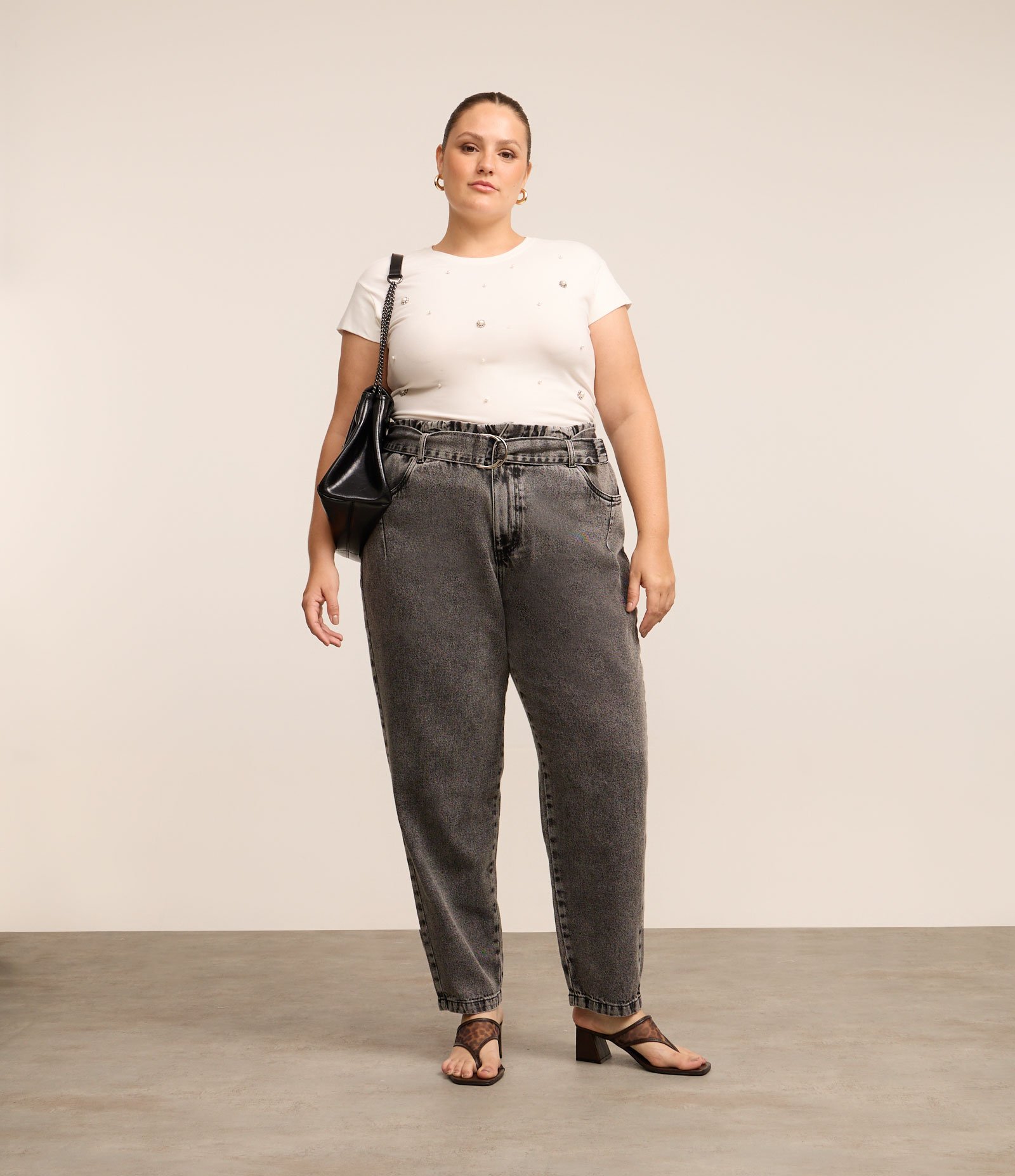Blusa Ribana com Perolas Strass e Franzido Curve & Plus Size Branco 2