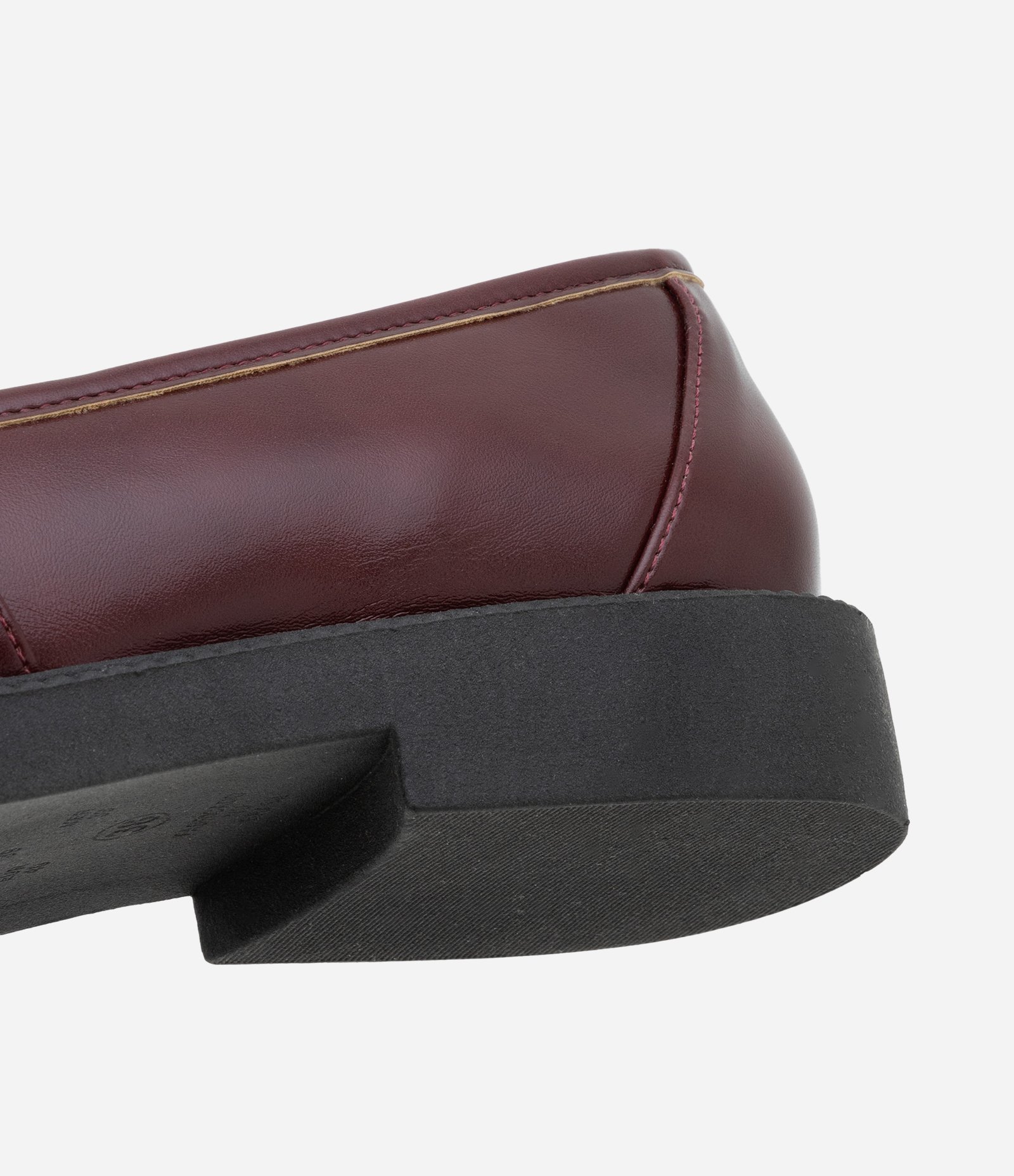 Sapato em PU Loafer com Enfeite de Nó Vermelho Vinho 4