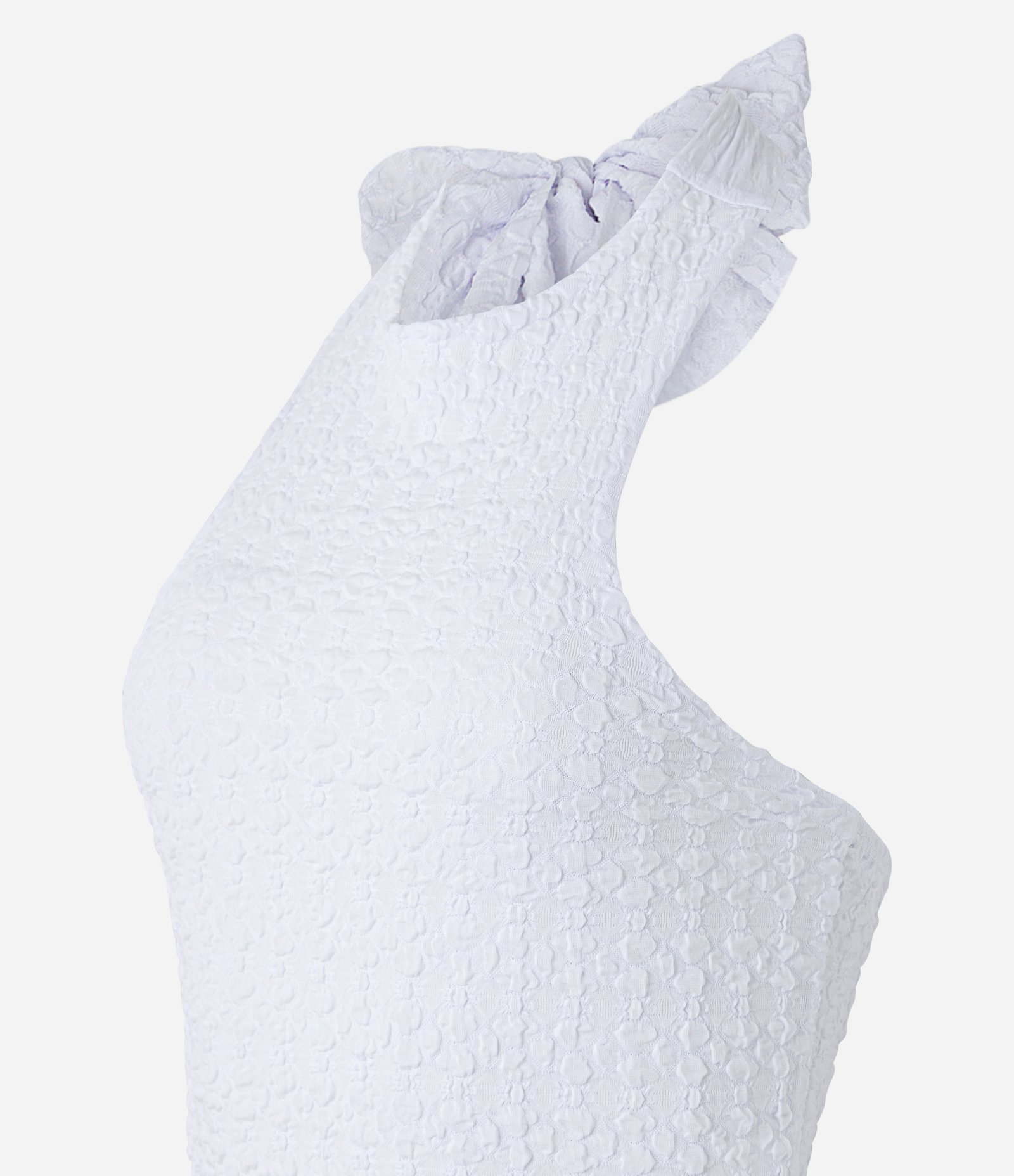 Body Frente Única Texturizada com Amarração no Pescoço Branco 8
