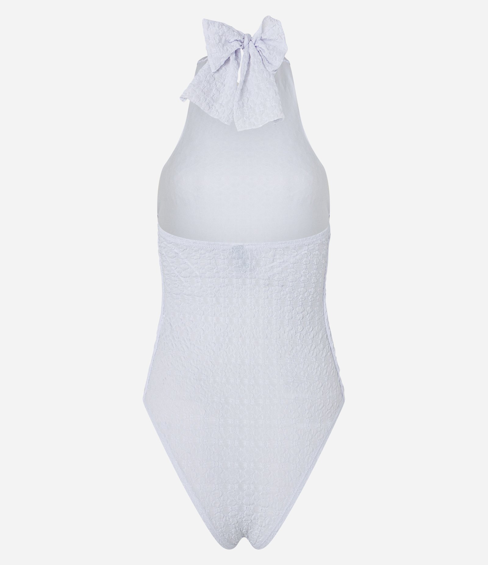 Body Frente Única Texturizada com Amarração no Pescoço Branco 9