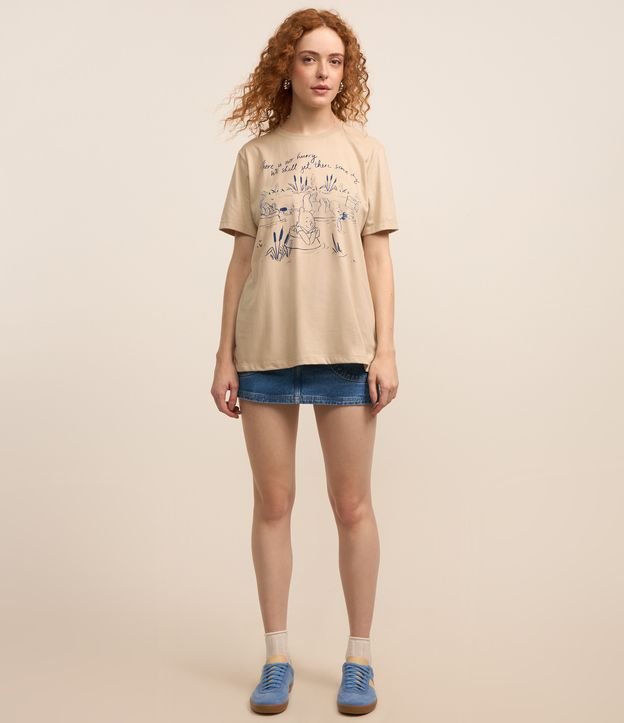 Camiseta Alongada em Algodão com Estampa Ursinho Pooh